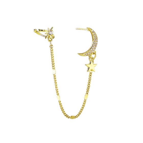 Geometric Alloy Clip Earrings moon