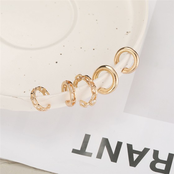 Geometric Alloy Clip Earrings