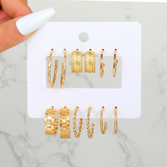1 set vintage style circle square heart shape plating earrings