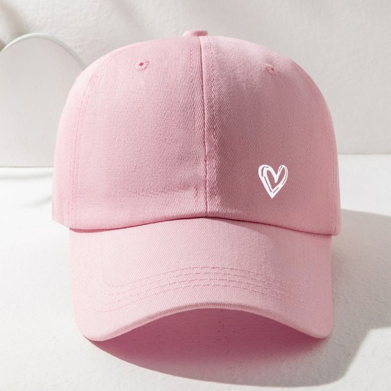 Pink sweet heart shape printing curved eaves baseball cap