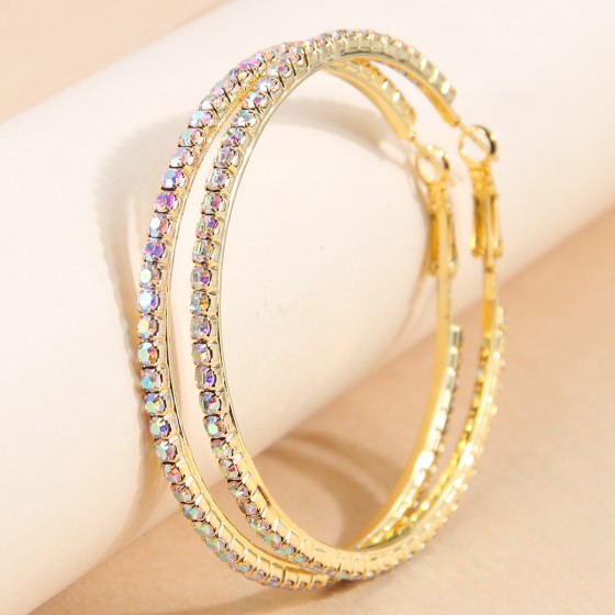 exaggerated circle S rhinestones women's hoop earrings