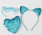 Cat Ears Children's Headband Sequin Small Bag Peach Heart Crossbody Bag Set