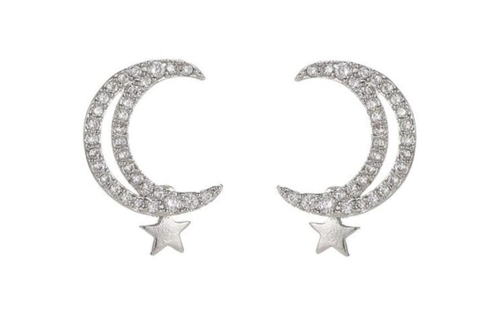 Moon and star silver earrings