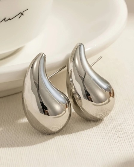 Water Droplets Plating 304 Stainless Steel 18K Gold Plated Stainless Steel Earrings Color 30*18*19