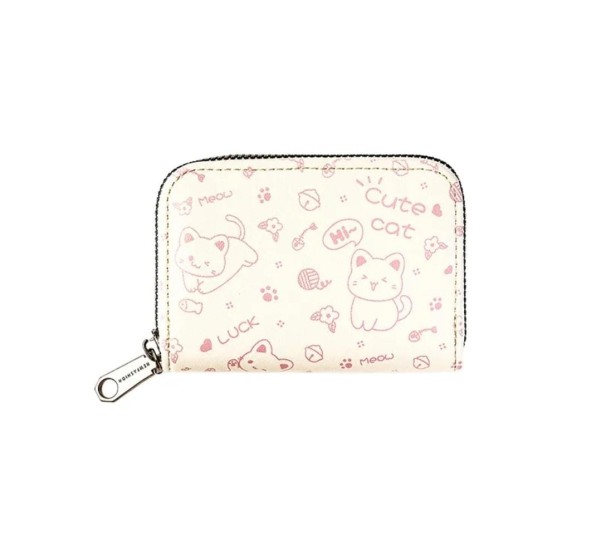 Women's Letter Cat Pu Leather Zipper Wallets