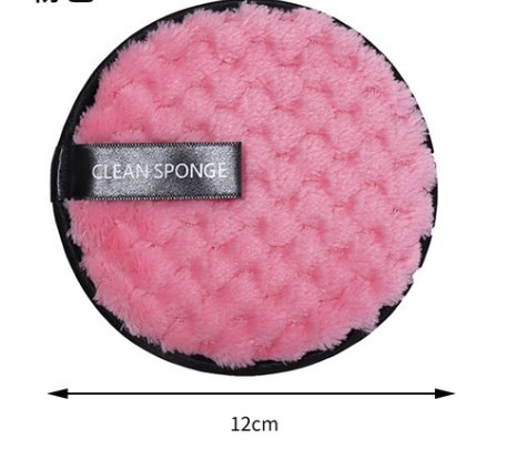 Classic style solid color superfine fiber facial cleaning puff 1 piece Pink
