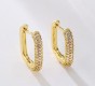1 pair fashion geometric gold plated copper zircon gold plated hoop earrings