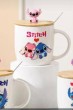 Stitch pink ceramic mug with matching lid and spoon