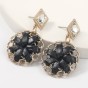 Fashion creative artificial leather flower earrings