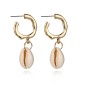 Fashion metal starfish conch shell earrings