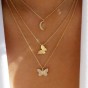 New rhinestone butterfly creative simple three-layer necklace