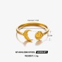 Jewelry Hip-Hop Sun Moon Stainless Steel 18K Gold Plated Rings