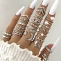 Casual Moon Alloy Iron Inlay Rhinestones Women's Rings Silver