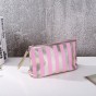 Classic Style Stripe Cloth Square Pink Makeup Bag