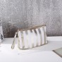 Classic Style Stripe Cloth Square White Makeup Bags