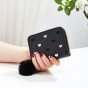 Women's Square Heart Shape Leather Zipper Wallet
