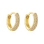 1 pair fashion geometric gold plated copper zircon hoop earrings