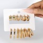 1 set vintage style circle square heart shape plating hoop earrings