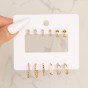 1 set vintage style circle square heart shape plating gold hoop earrings