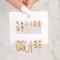1 Set Retro Simple Style Geometric Pearl Golden Earrings