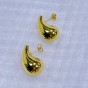 Water Droplets Plating 304 Stainless Steel 18K Gold Plated Stainless Steel Earrings Golden Flat 27*15*10