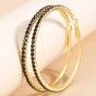 Exaggerated circle B rhinestones women's hoop earrings